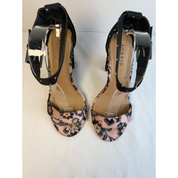 Torrid Women’s Size 8W Floral/Poka Dot Block Heels Open Toe Ankle Straps Sandals - Picture 3 of 13